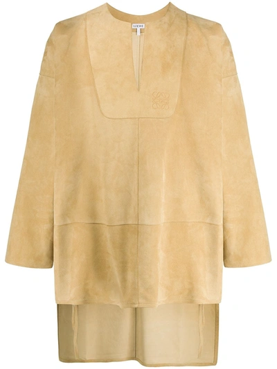 Loewe Anagram-motif Asymmetric Tunic In Neutrals