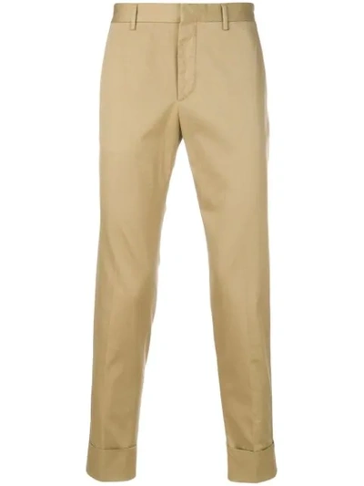 Prada Cropped Tailored Trousers In Neutrals