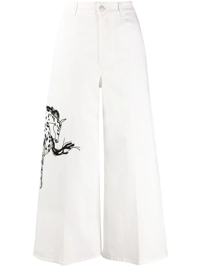 Stella Mccartney Cropped Flared High-rise Jeans In White