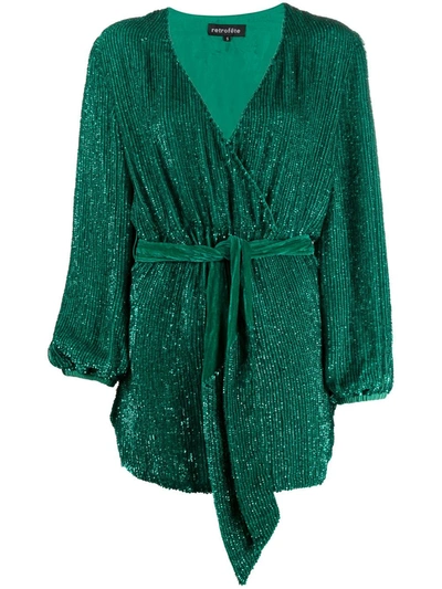 Retroféte Embellished Wrap Style Dress In Verde