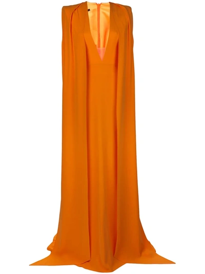 Alex Perry Plunge Style Maxi Dress In Orange