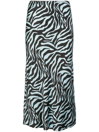 Andamane Zebra-print Midi Skirt In Blue