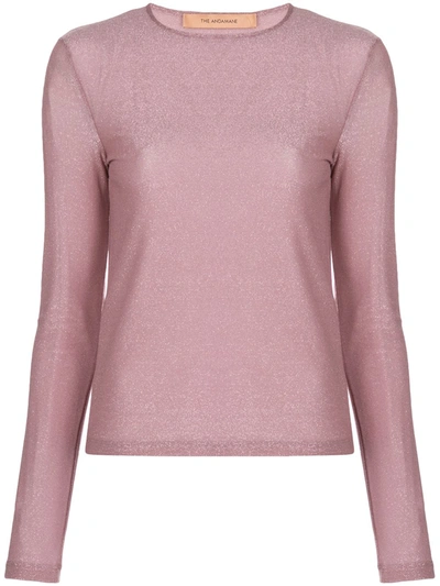 Andamane Long-sleeved Metallic Top In Pink