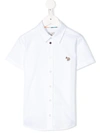 Paul Smith Junior Teen Zebra Patch Cotton Shirt In White
