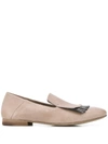 Officine Creative Lila Glitter-fringed Loafers In Neutrals