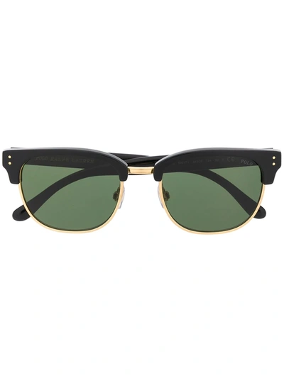 Polo Ralph Lauren Half-frame Tinted Sunglasses In Black
