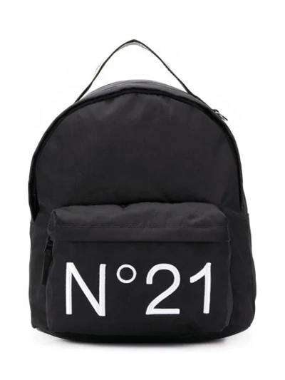 N°21 Kids' Logo Print Nylon Backpack In Black