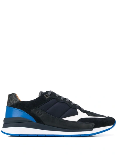 Hugo Boss Quilted Panel Low-top Sneakers In Blue