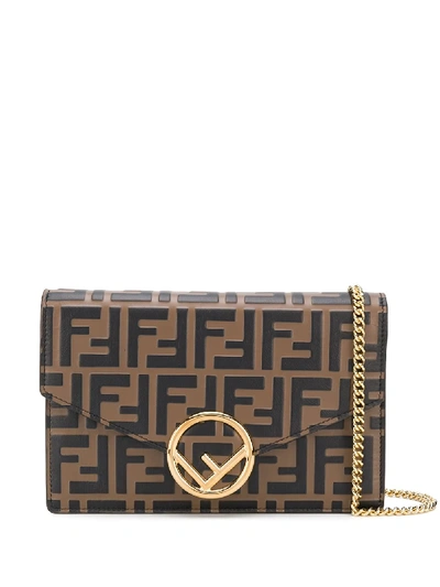 Fendi Zucca Pattern Crossbody Bag In Brown