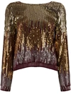 Rixo London Rixo Bettina Sequin Embellished Long In Bronze Ombre Sequin