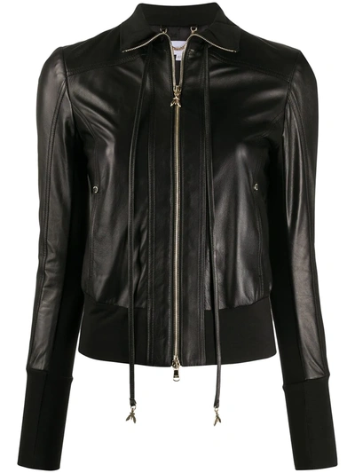 Patrizia Pepe Long Sleeve Leather Jacket In Black  