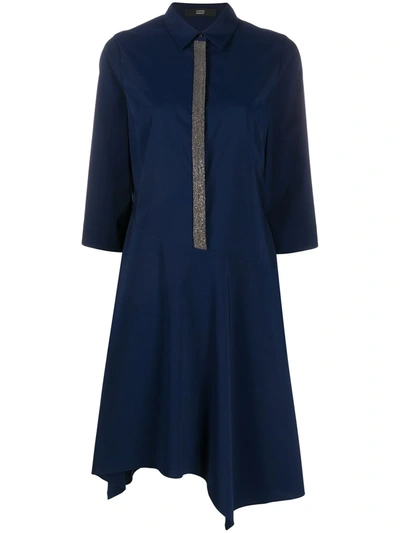 Steffen Schraut Shimmer Placket Shirt Dress In Blue