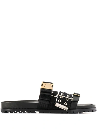 Sacai Buckle Sandals In Black