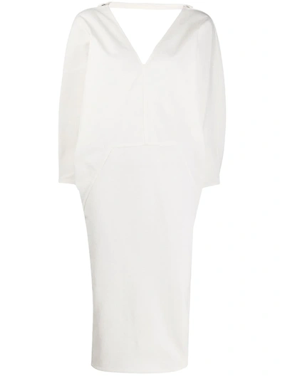 Rick Owens V-neck Plain Dress In White