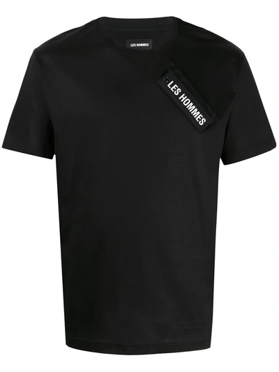 Les Hommes Logo Patch Cotton T-shirt In Black