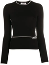 Valentino Embroidered Logo Jumper In Na Nero Avorio