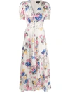 Saloni Lea Printed Silk Long Dress In Multicolore