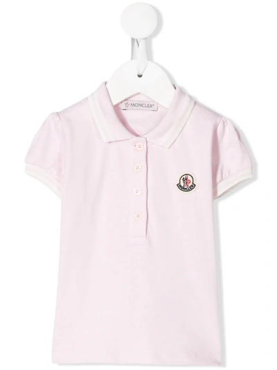 Moncler Babies' Embroidered Logo Polo Shirt In Pink