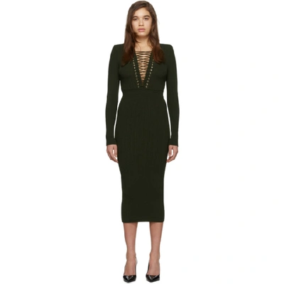 Balmain Knitted Dress In 7ua Kaki