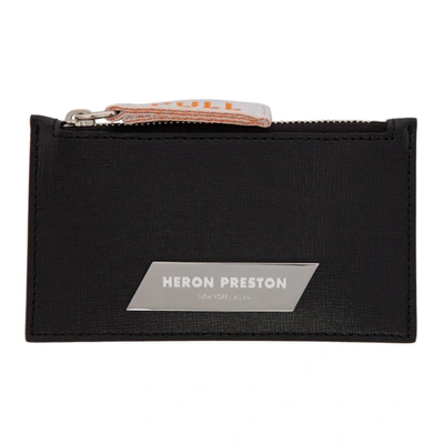Heron Preston Silver Plaque Zip Card Holder Black