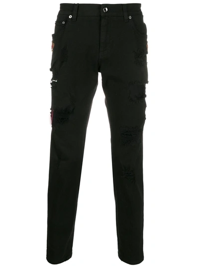 Dolce & Gabbana Crown Patches Skinny Jeans In Black