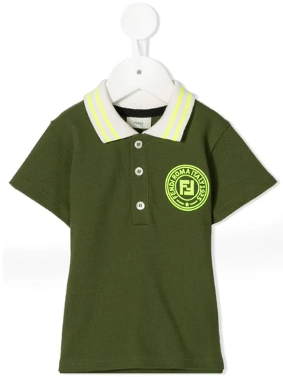 Fendi Babies' Circle Logo Polo Shirt In Green