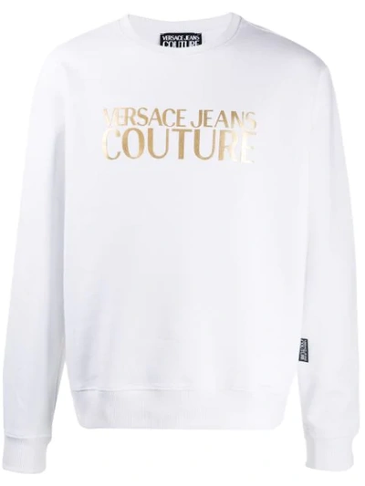 Versace Jeans Couture Metallic Logo Jumper In White