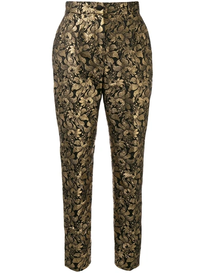 Dolce & Gabbana Lurex Floral Jacquard Trousers In Multicolored
