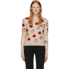 Gucci Off-white Jacquard Gg Apple Half-sleeve Sweater In 9376 Ivory