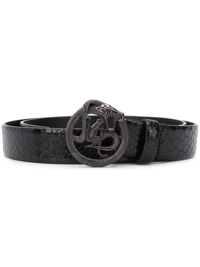 Just Cavalli Serpent Logo Plaque Belt In Black