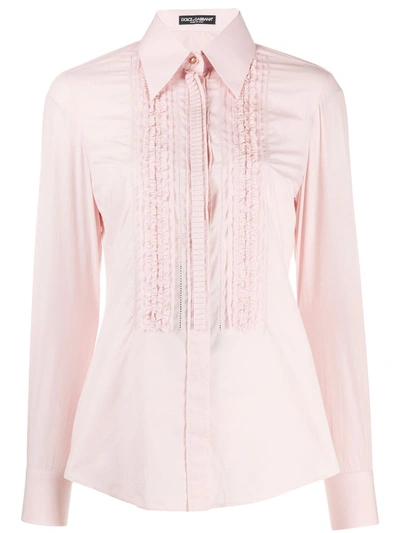 Dolce & Gabbana Ruffled Shirt In Pink