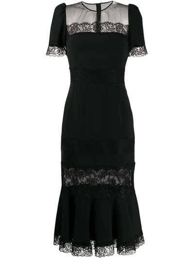 Dolce & Gabbana Lace Sheer Panel Dress In Black