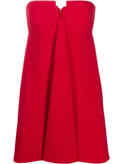Valentino Strapless Mini Dress In Red