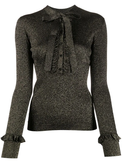 Dolce & Gabbana Metallic Knitted Top In Black