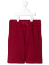 Dolce & Gabbana Kids' Jersey Bermuda Jogging Shorts With Logo Plaque In Dark Red