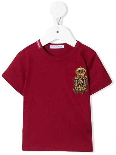 Dolce & Gabbana Babies' Heraldic Patch T-shirt In Red