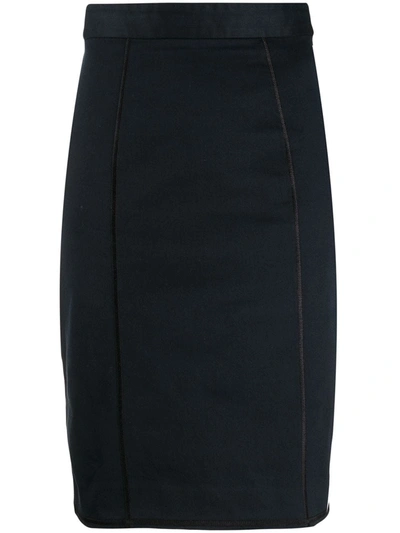 Pre-owned Dolce & Gabbana 1990s Knee-length Pencil Skirt In Blue