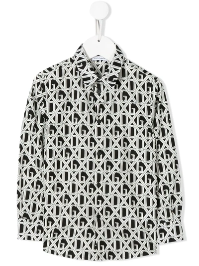 Dolce & Gabbana Kids' Logo Print Shirt In Black