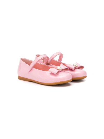 Dolce & Gabbana Kids' Mary Jane Bow-detail Ballerina Shoes In Pink