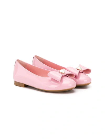 Dolce & Gabbana Kids' Bow-detail Ballerina Shoes In Rosa