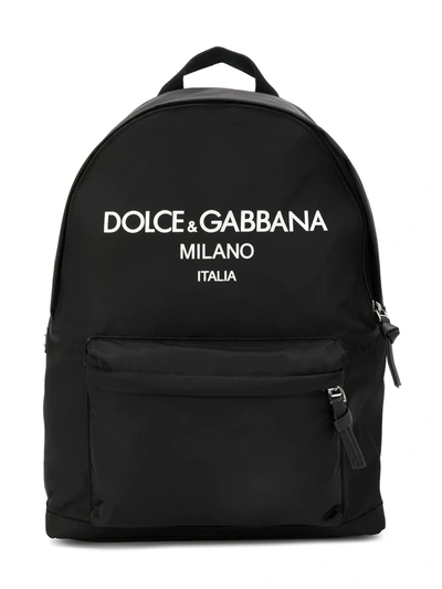 Dolce & Gabbana Kids' Logo Nylon Backpack In Black