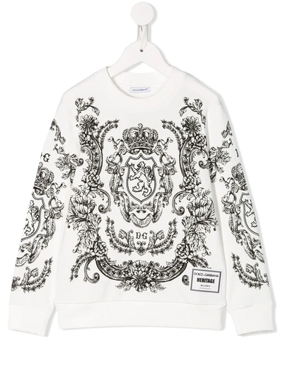 Dolce & Gabbana Kids' Floral-print Sweatshirt In Panna
