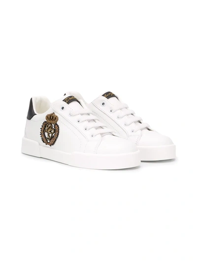 Dolce & Gabbana Kids' Patch-embellished Sneakers In White