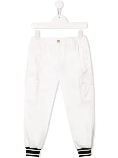 Dolce & Gabbana Kids' Ribbed-trim Joggers In White