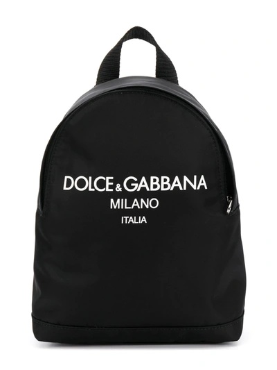 Dolce & Gabbana Kids' Logo Zipped Backpack In Black