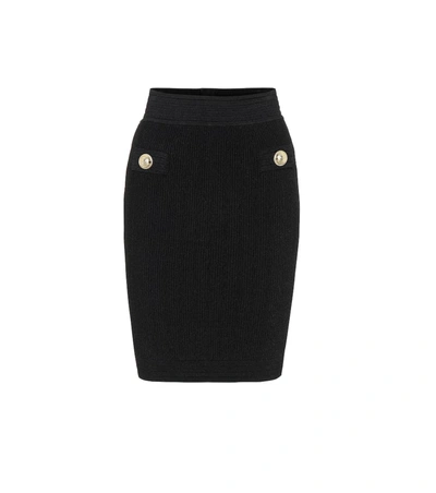 Balmain High-rise Ribbed-knit Miniskirt In Black