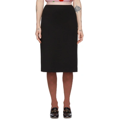 Gucci Wool-blend Jersey Midi Skirt In 1043 Black