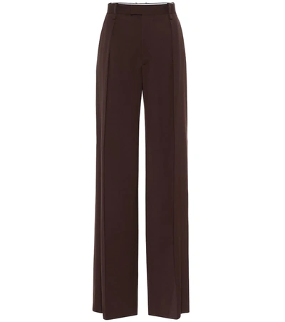 Bottega Veneta High-rise Wide-leg Wool Pants In Brown