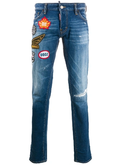 Dsquared2 Skater Patch Slim Jeans In Blue