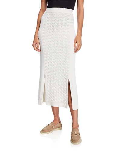 Loro Piana Wave-paneled Knit Skirt In Ivory